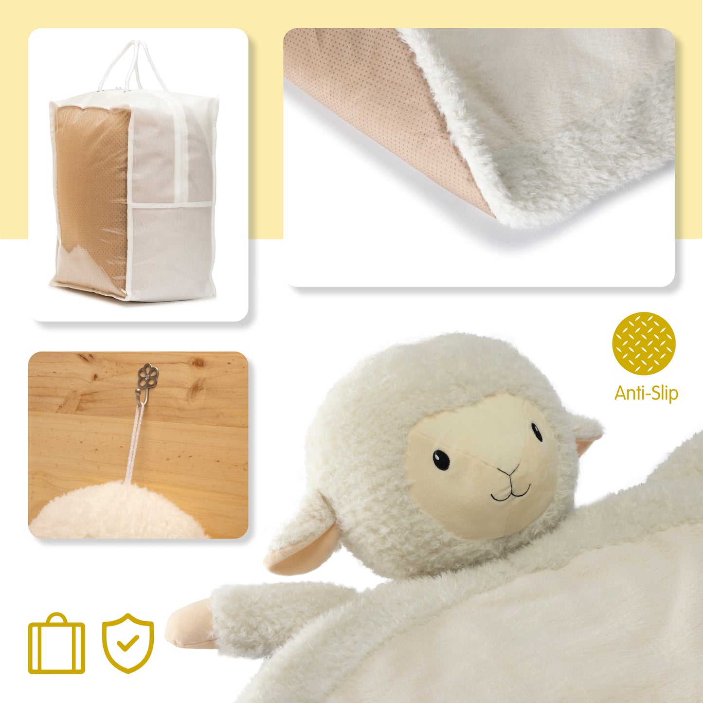 RUGUIES- Manta Bebé Acolchada- Manta Juegos Bebé- Cojín de Suelo para Bebés -Tapete para Gatear y Siesta- Infantil Peluche-Regalo Nacimiento- Baby Shower niño niña- Talla XL.