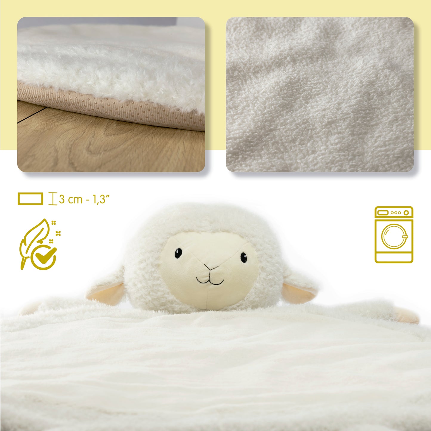 RUGUIES- Manta Bebé Acolchada- Manta Juegos Bebé- Cojín de Suelo para Bebés -Tapete para Gatear y Siesta- Infantil Peluche-Regalo Nacimiento- Baby Shower niño niña- Talla XL.