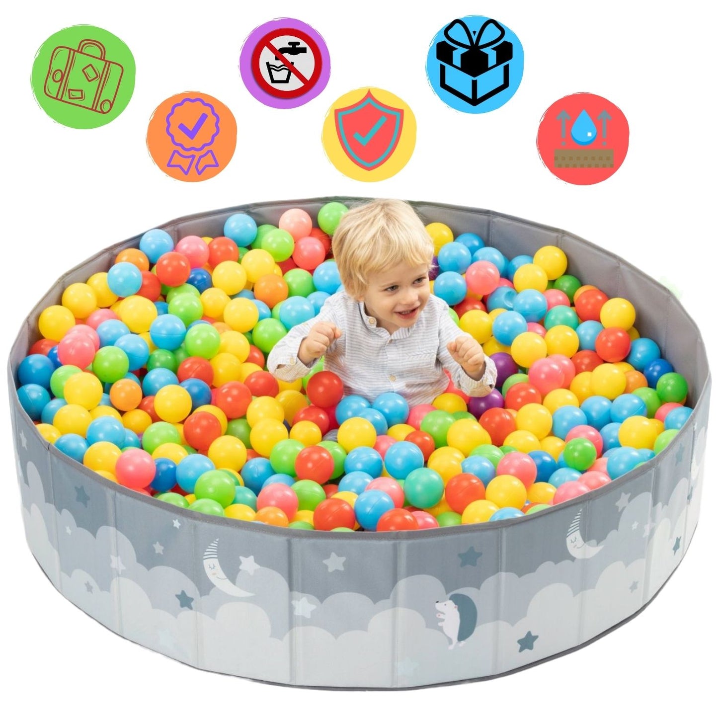 RUGUIES- Ball Pool- Children's Ball Park- Ball Pool for Babies- Collapsible Ball Pool for children- Children's Sandbox- Ideal Toys, Stuffed Animals and Outdoors- 120x30cm-(Balls not included)