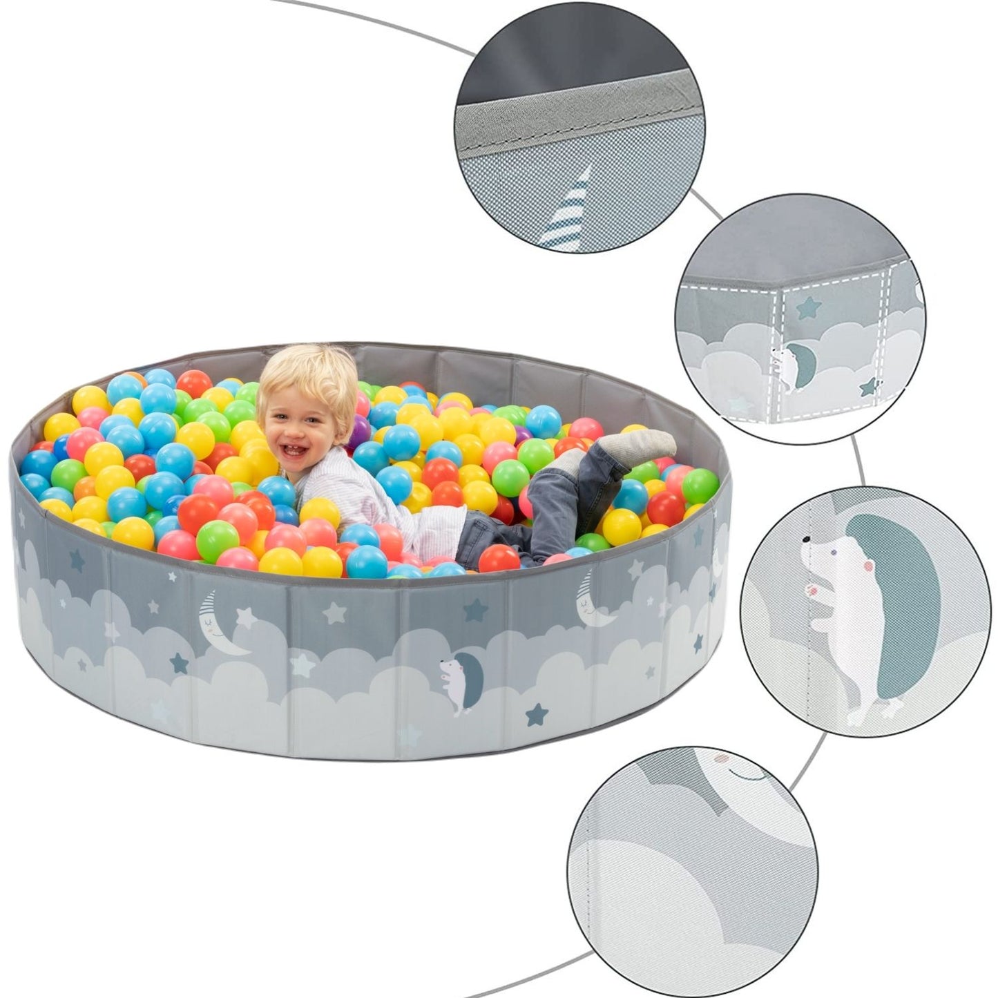 RUGUIES- Ball Pool- Children's Ball Park- Ball Pool for Babies- Collapsible Ball Pool for children- Children's Sandbox- Ideal Toys, Stuffed Animals and Outdoors- 120x30cm-(Balls not included)