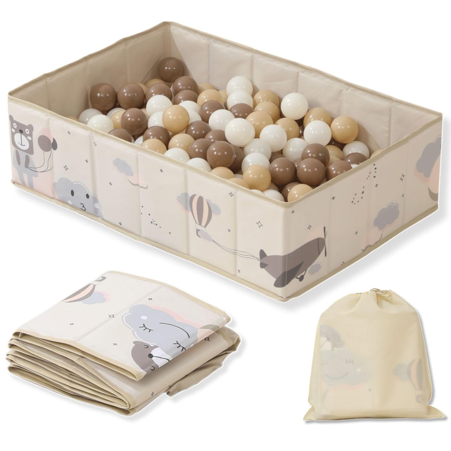 RUGUIES- Piscina de Bolas para niños- Parque Infantil- Piscina de Pelotas para Bebés- Plegable y Portátil- Cubo Juguetes- (Bolas no Incluidas).