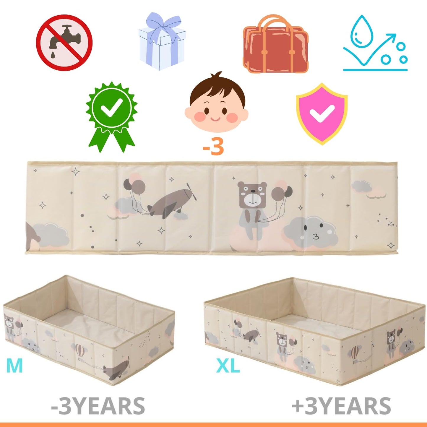 RUGUIES- Piscina de Bolas para niños- Parque Infantil- Piscina de Pelotas para Bebés- Plegable y Portátil- Cubo Juguetes- (Bolas no Incluidas).