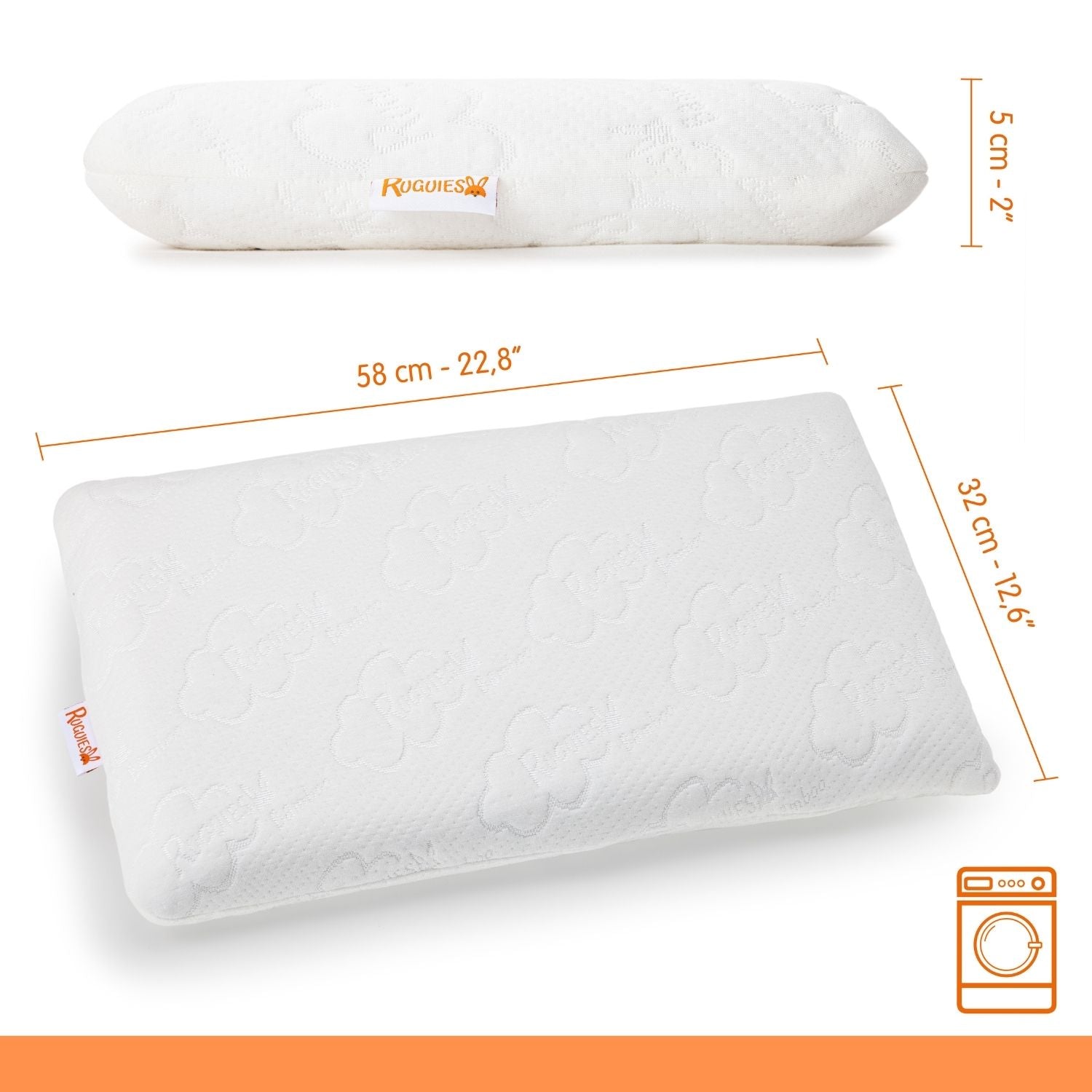 RUGUIES Bamboo-Almohada para Niños y Bebés de Viscoelástica Transpirable-Cojín Infantil-Funda Lavable de Algodón Orgánico de Bambú-Oeko-Tex-De a 10